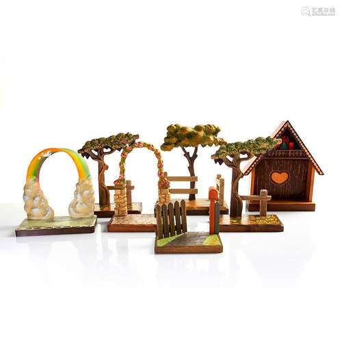 7 ANRI CARVED WOOD DISPLAY STANDS