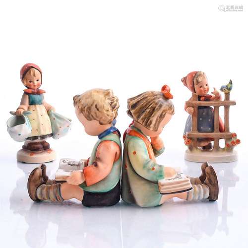 4 GOEBEL HUMMEL CHILDREN FIGURES & BOOKENDS