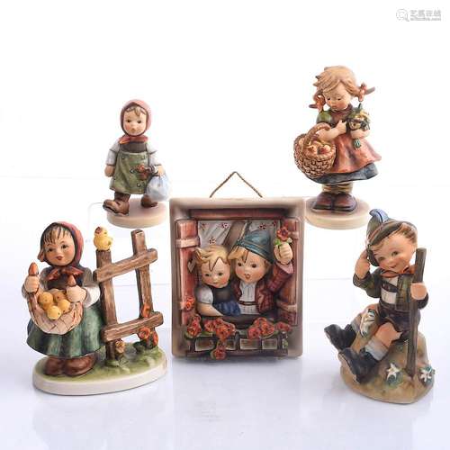 5 GOEBEL HUMMEL FIGURINES, CHILDREN & ANIMALS