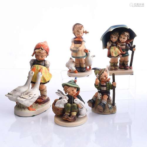 5 GOEBEL HUMMEL FIGURINES, CHILDREN & ANIMALS