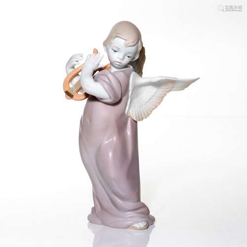 LLADRO FIGURINE, ANGEL WITH LYRE 9187