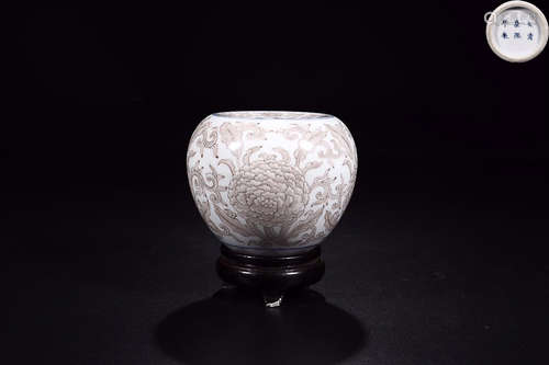 KANGXI MARK RED GLAZE PEN WASHER