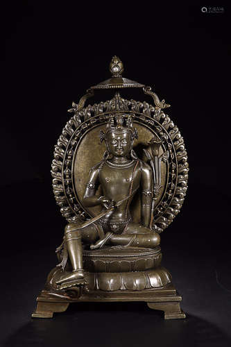 TIBETAN BRONZE WITH SILVER INALID TARA ORNAMENT