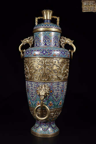 QIANLONG MARK CLOISONNE CAPPING VASE