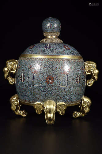 QIANLONG MARK CLOISONNE CENSER