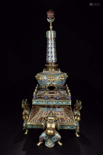 CLOISONNE BUDDHA TOWER