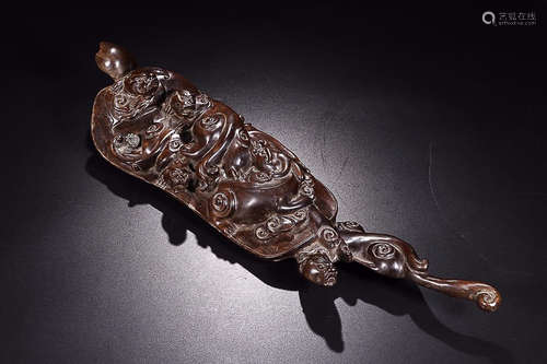 RED WOOD CARVING ORNAMENT