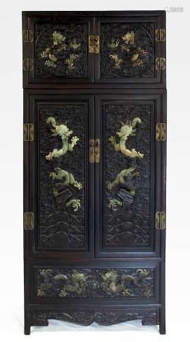 A Magnificent Jade Inlaid Compound Cabinet.