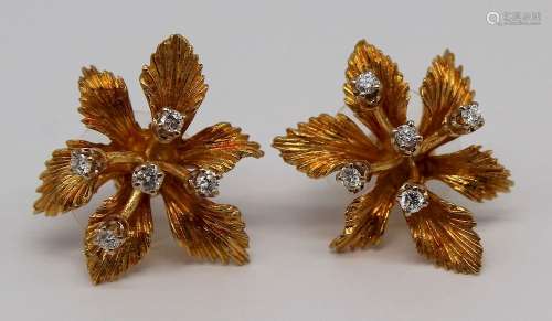 JEWELRY. Pair of Signed 18kt Gold and Diamond