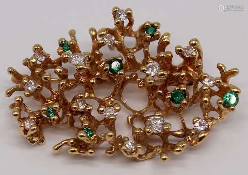 JEWELRY. 14kt Gold, Diamond and Emerald Pendant