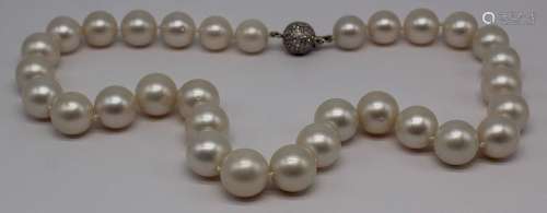 JEWELRY. South Sea Pearl and Diamond Necklace.