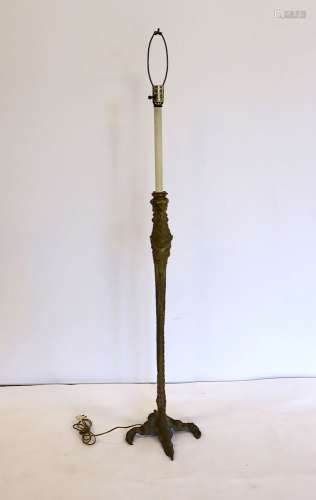 Antique Brass Rooster Claw Base Standing Lamp.