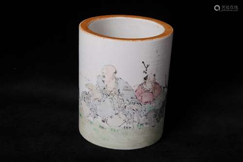 A Chinese Famille-Rose Porcelain Brush Pot