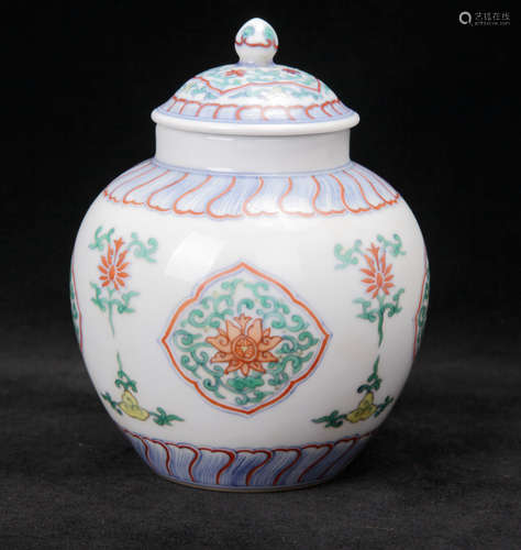 A Chinese Dou-Cai Porcelain Jar with Cover