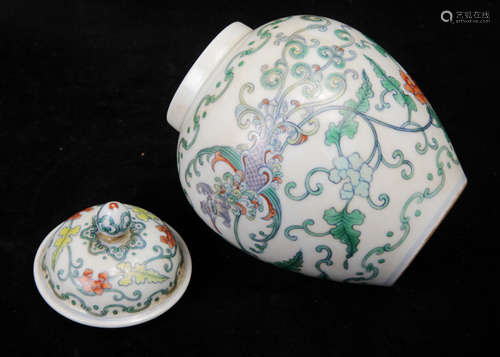 A Chinese Dou-Cai Porcelain Jar with Cover