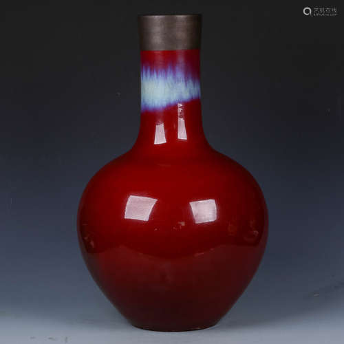 A Chinese Flambé Glazed Porcelain Vase