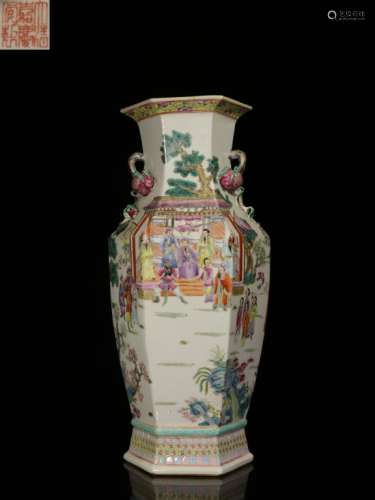 LateQing Chinese Famille Rose Vase,Mark