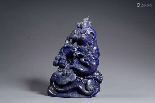 Qing Chinese Lapiz Carved Dragon