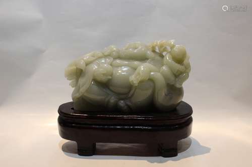 Chinese Jade Carved Boys and Buddha