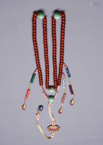 Chinese 108 Amber Beads Chaozhu Necklace