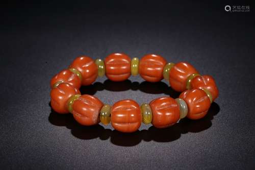 Chinese Red Liuli Beads Bracelet