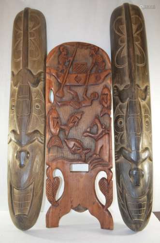 Three African woodcarving masks