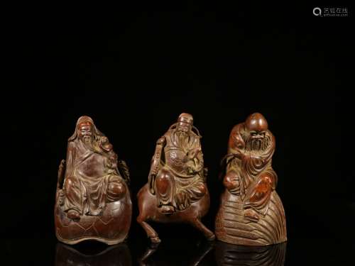 Three Late Qing Chinese Bamboo Carved Figurals