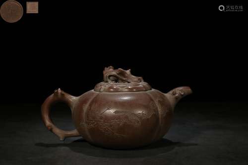 Republican Chinese Zisha Teapot,Pumpkin shape