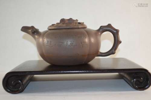 19th.C Chinese Zisha Teapot. Mark