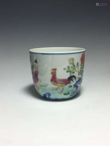 Chinese Porcelain Cup w Calligraphy, Mark