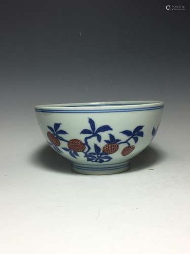 Chinese Blue and White Copper Red Bowl