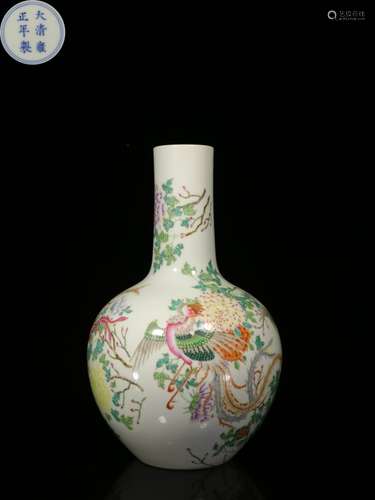 Republican Chinese Famille Rose Tianqiu Vase,Mark