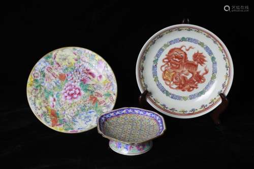 3 Chinese Porcelain Plates