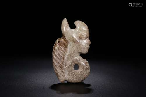 Chinese Jade Carved Figural Pendant,Hongshan Cultu