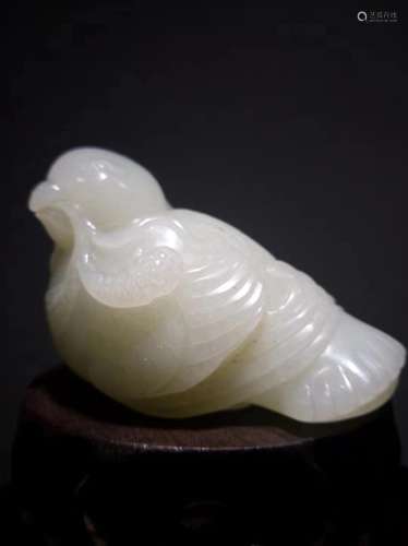 Qing Chinese Hetian White Jade Bird