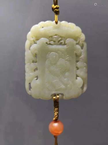 Qing Chinese Hetian Jade Carved Plaque