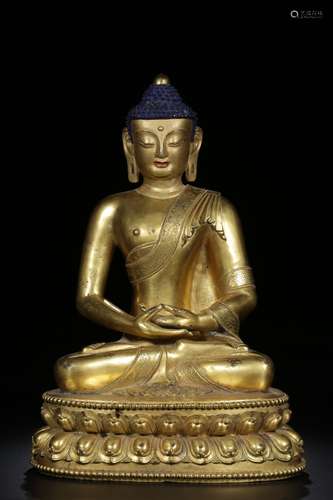 Qing Chinese Gilt Bronze Seat Buddha