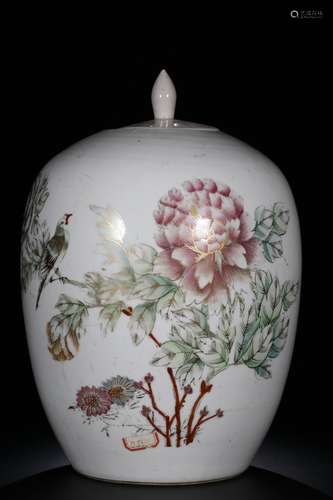 Republican Chinese Famille Rose Lid Jar