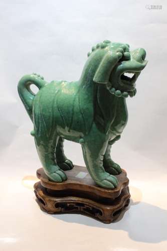 19th.C Chinese Green Glazed Porcelain Foo-Dog