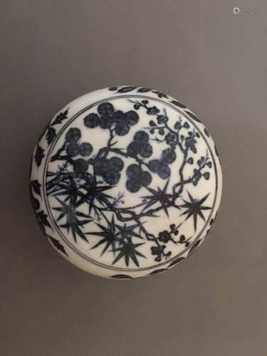 Chinese Blue and White Porcelain Cover Box, Mark