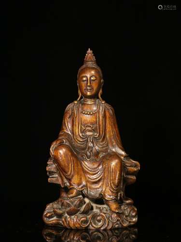 Late Qing Chinese Chengxiang Wood Seated Guanyin