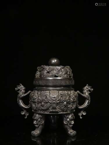 Republican Chinese Wood Tripod Cover Censer