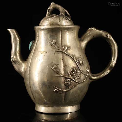 Chinese Silver Bronze Teapot