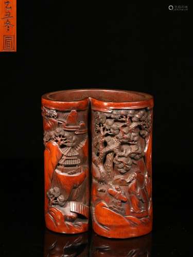 Republican Chinese Hand Carved Bamboo Brushpot