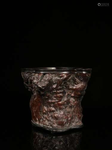 Showa Period, Natural Tree Tumor Carved Brushpot