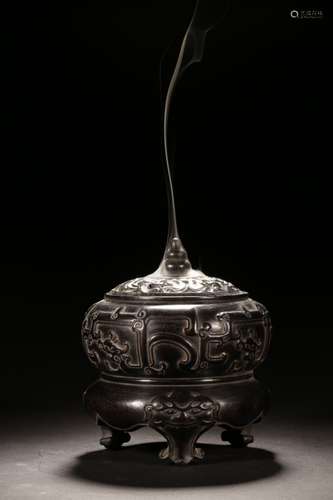 Republican Chinese Zitan Wood Tripod Censer