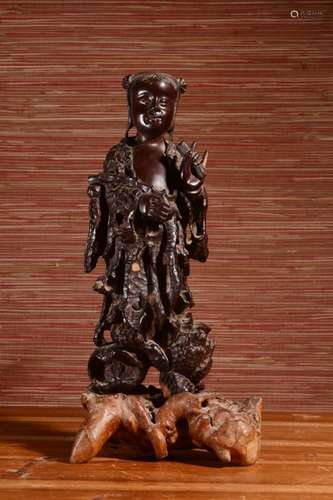 Qing Chinese Wood Carved Figural Fairchild