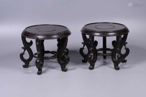 Pair of Chinese Wood Stools