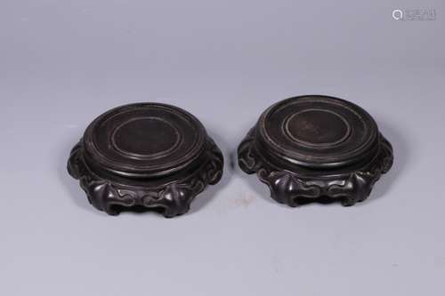 2 Chinese Wood Carved Stands