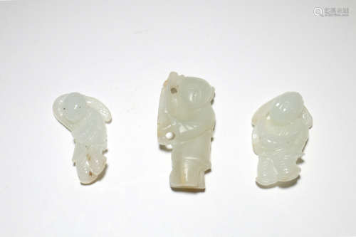 Three Chinese Carved Jade Figures